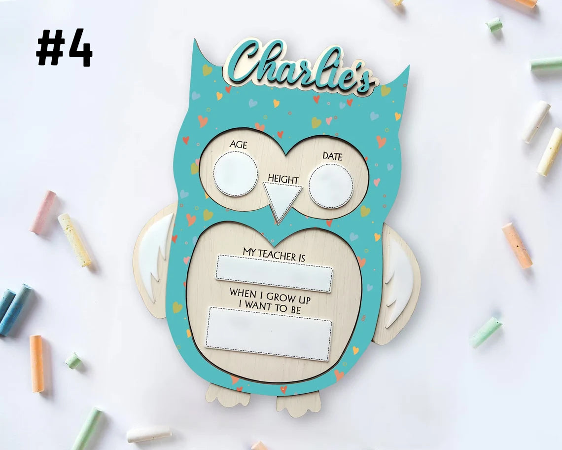 Owl Bulletin Board First & Last Day Of School Interchangeable Sign, Custom Back To School Sign