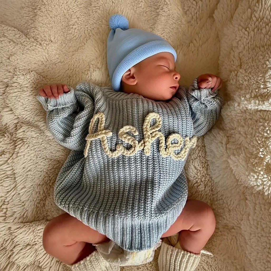 Personalised Baby Sweater, Hand Embroidered Name Baby Sweater, Newborn Sweater with Name, 1st Birthday Gift Baby