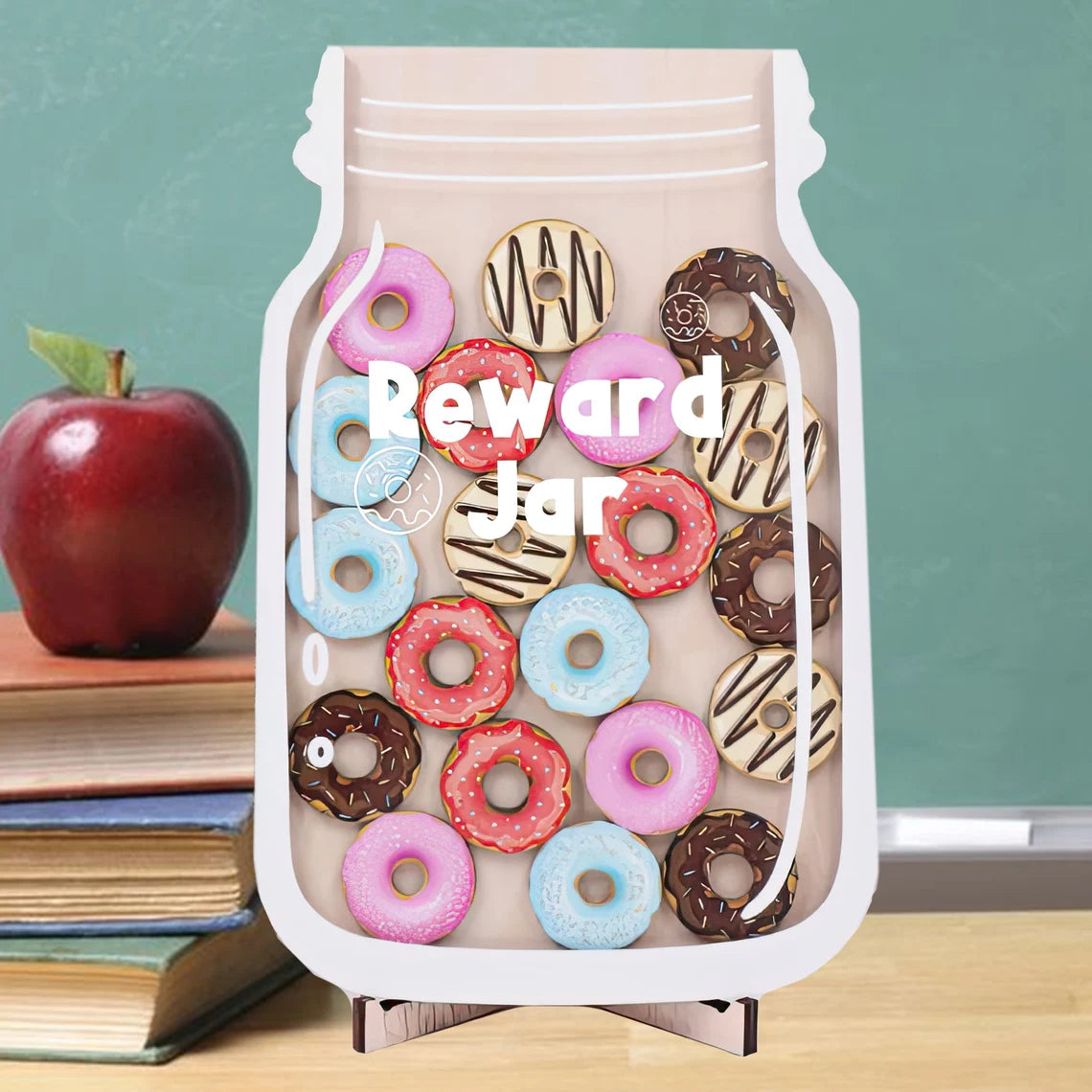 Personalised Cute Donut Kids Reward Jar, Classroom Teacher Donut Jar, Back To School Gifts for Kids
