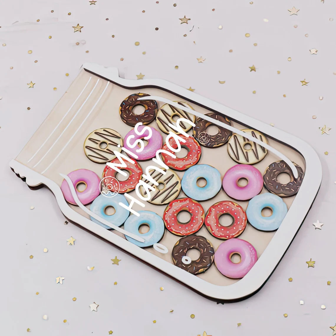 Personalised Cute Donut Kids Reward Jar, Classroom Teacher Donut Jar, Back To School Gifts for Kids