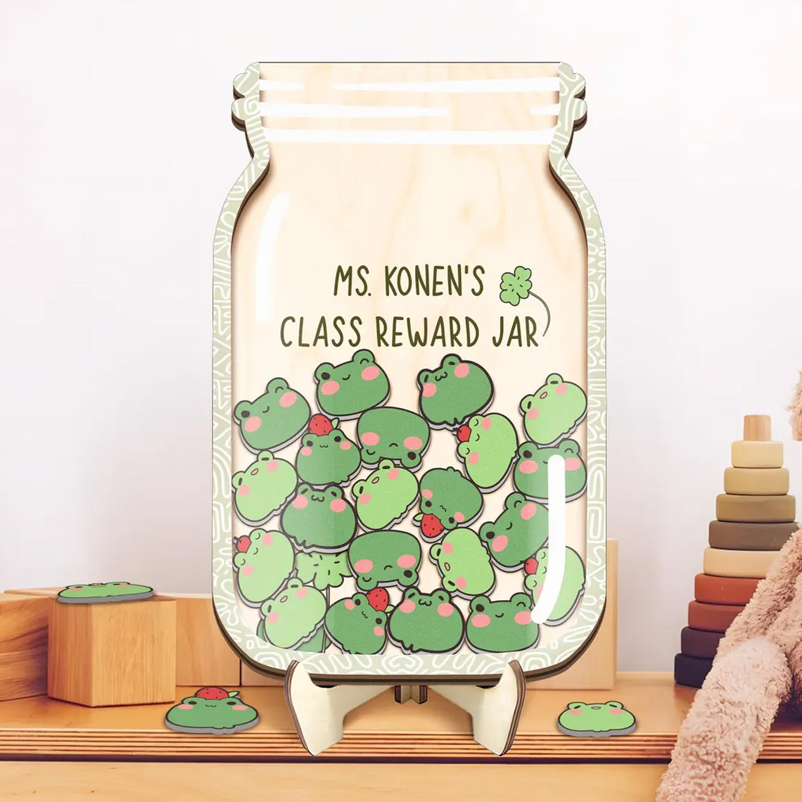Personalised Cute Frog Reward Jar, Back To School Gift, Custom Name Reward For Kids, Wild Animal