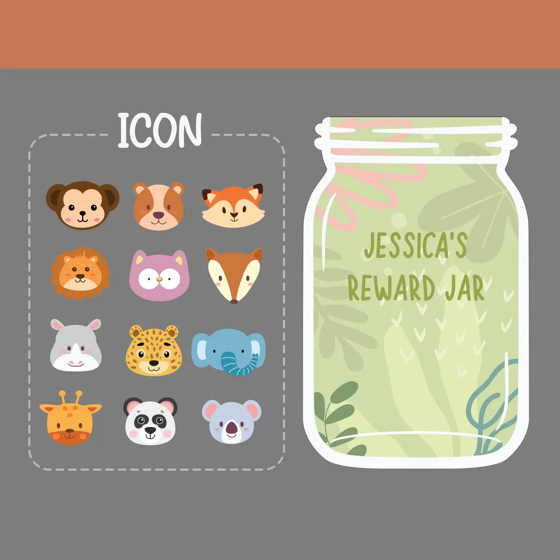 Personalised Wild Animals Reward Jar, Colorful Classroom Decor, Back To School Gift