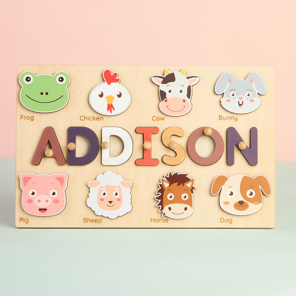 Personalized 1-3 Year Old Name Puzzl Animal, Nursery decorations, Back To School Gifts For Kids