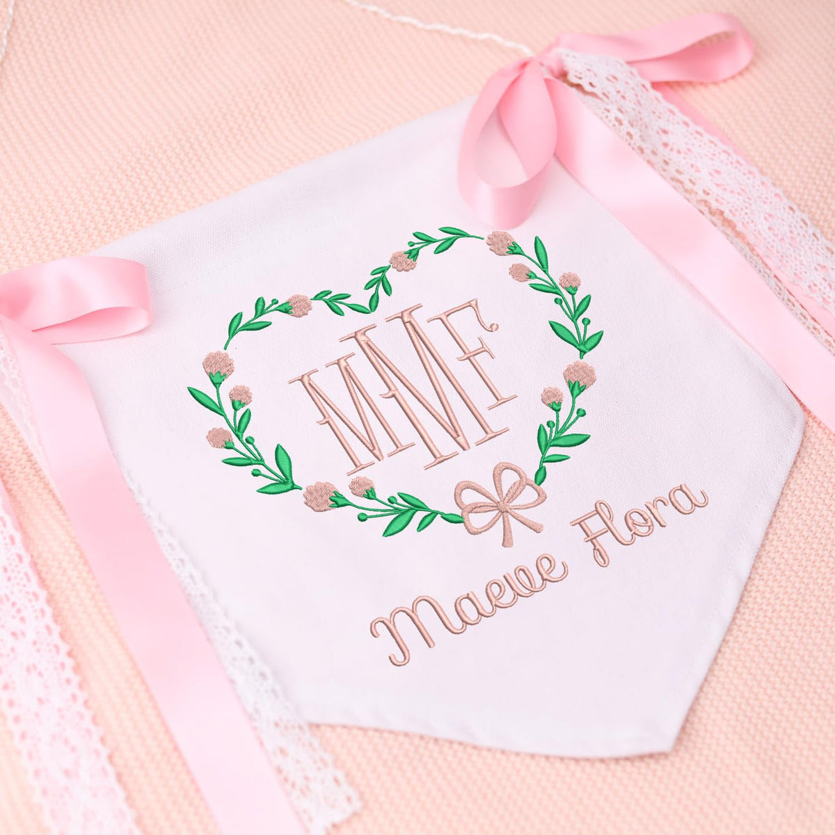 Personalized Baby Annoucement Sign, Canvas Hanging Pennant Flag Baby Banner, Embroidered Baby Name Sign, Gift For Baby