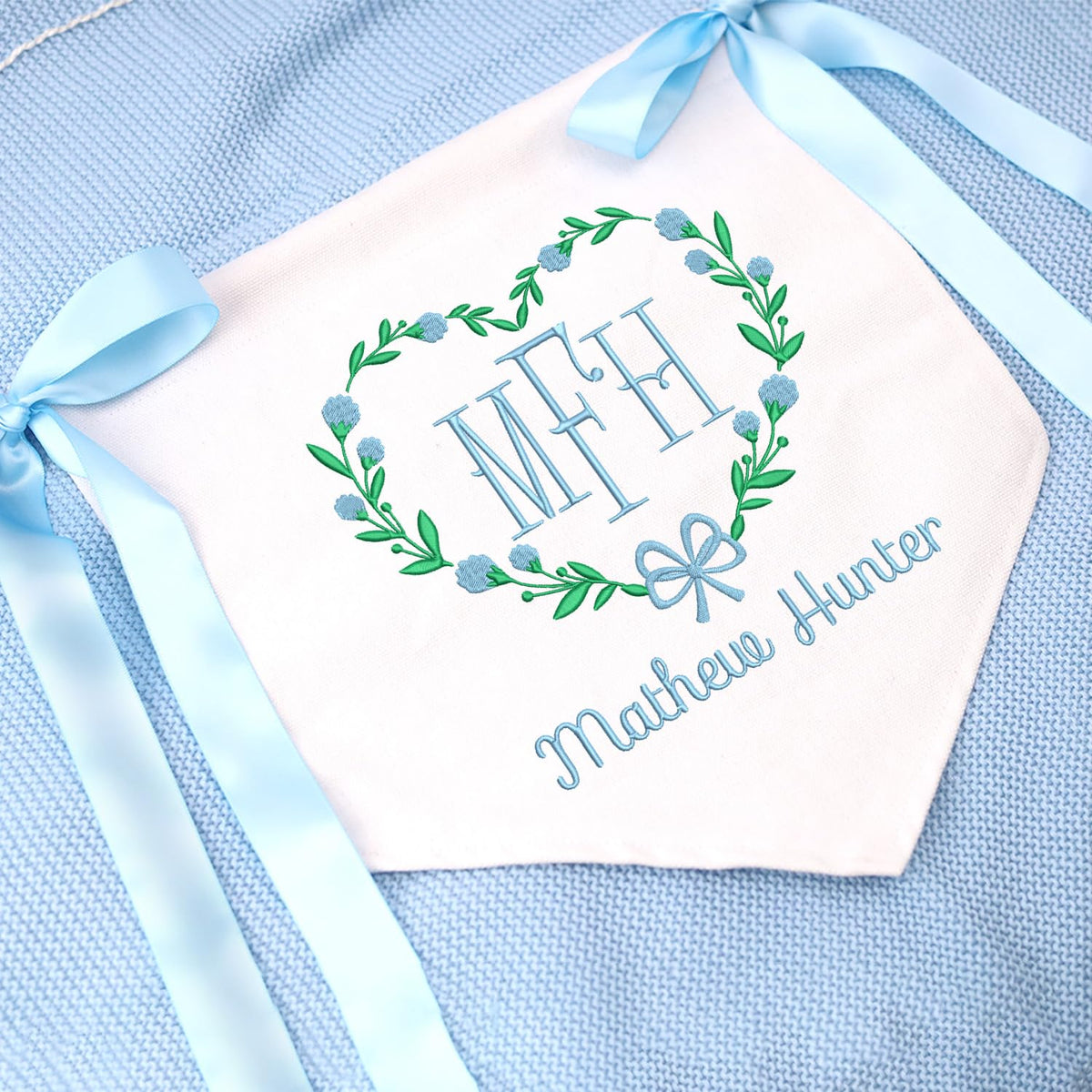 Personalized Baby Annoucement Sign, Canvas Hanging Pennant Flag Baby Banner, Embroidered Baby Name Sign, Gift For Baby