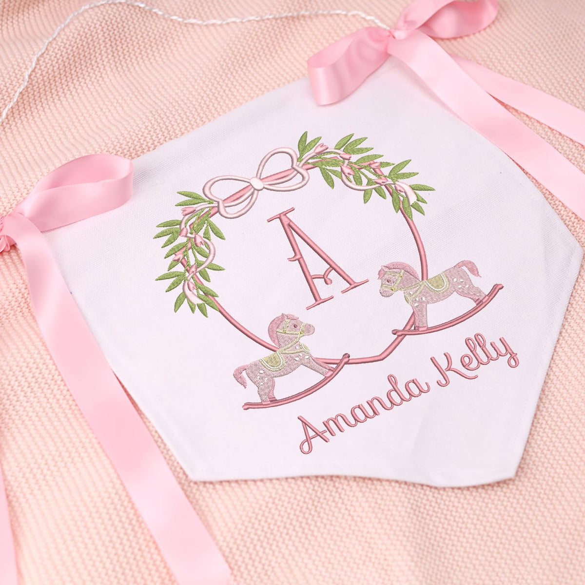 Personalized Baby Annoucement Sign, Canvas Hanging Pennant Flag Baby Banner, Great Gift For Baby, Baby Banner with BOWs