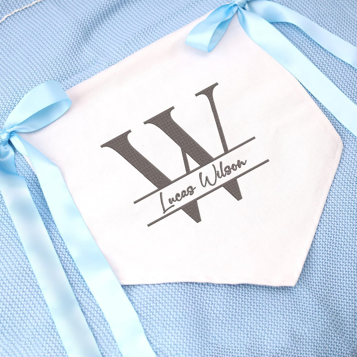 Personalized Baby Banner, Big Letter Embroidered Baby Name Flag, Welcome Banner, Hospital Door Sign, Baby Shower Banner with Bows