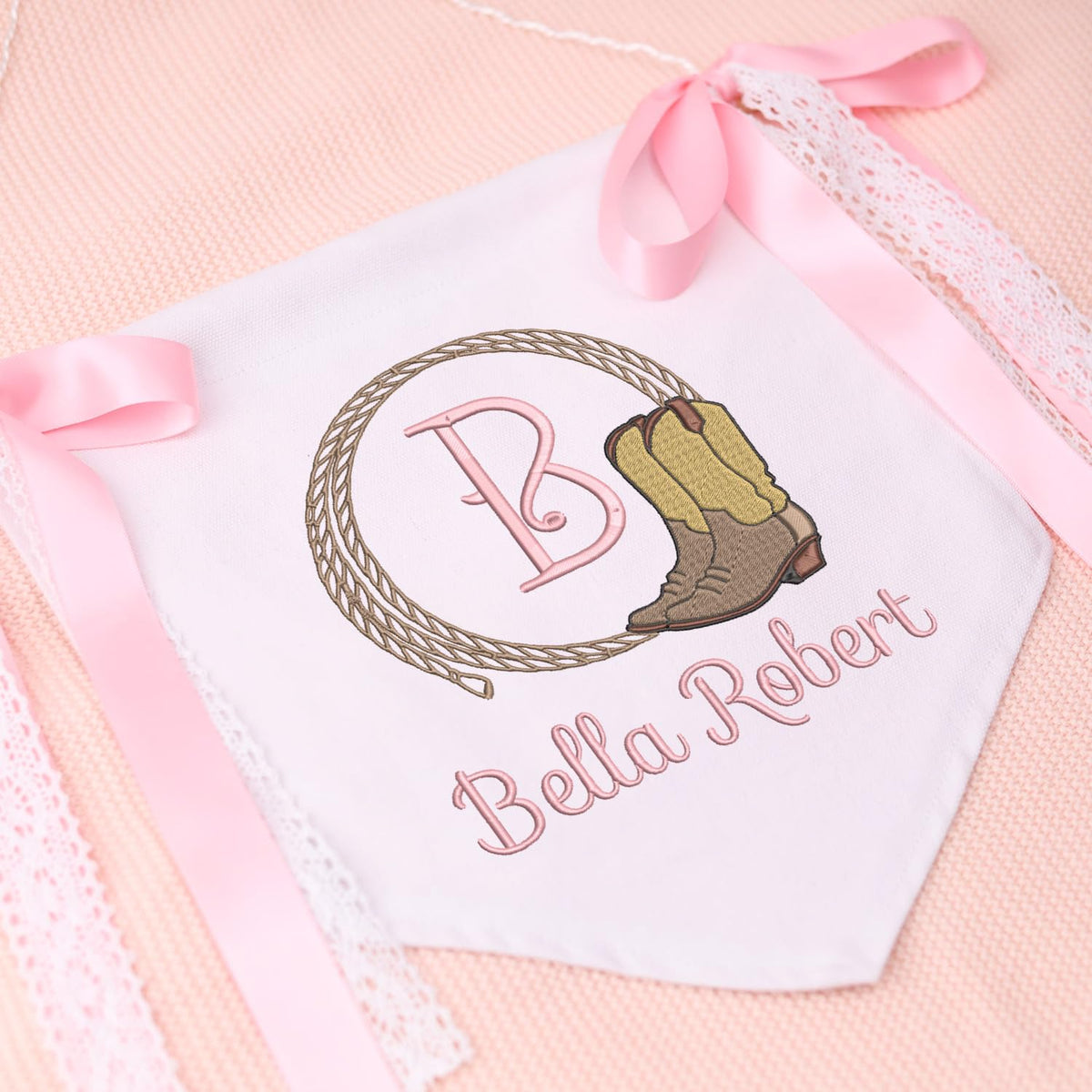 Personalized Baby Banner Flag, Baby Canvas Hanging Pennant Flag, Newborn Baby Banner with Bows Ribbon, Nursery Wall Crib Décor, Gift For Baby