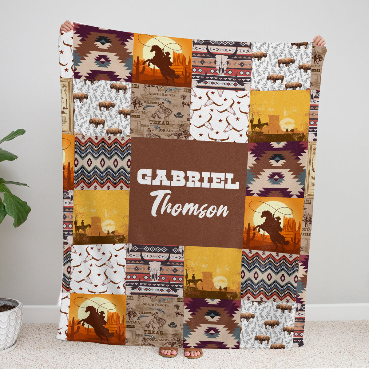 Personalized Baby Blanket for Baby - Custom Cowboy Western Fleece Blanket for Infant Son or Daughter