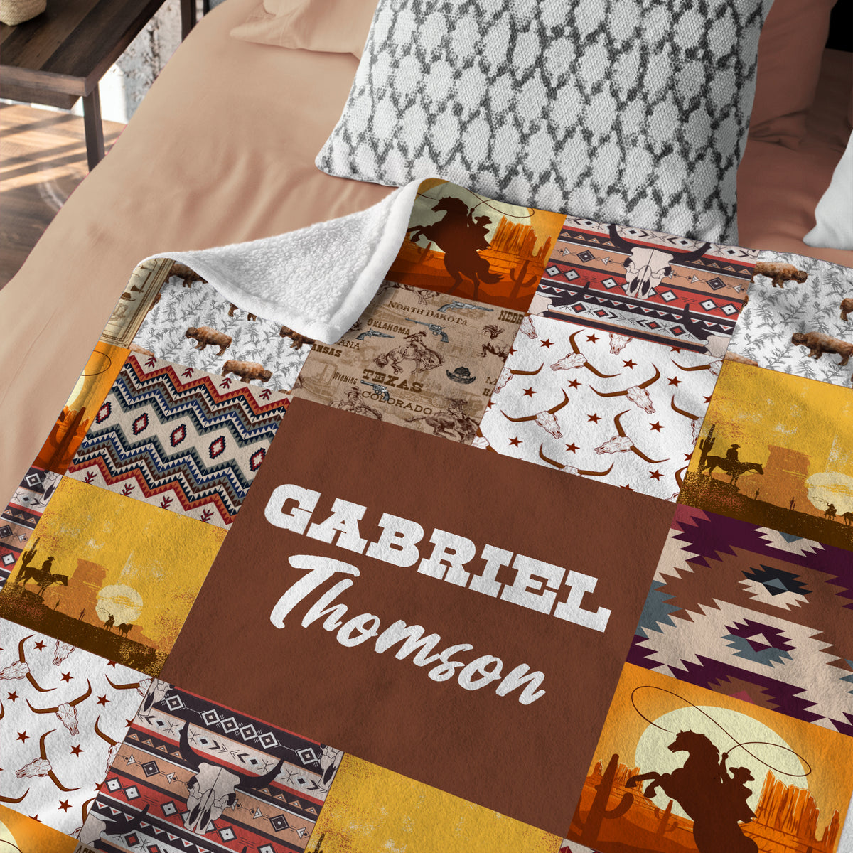 Personalized Baby Blanket for Baby - Custom Cowboy Western Fleece Blanket for Infant Son or Daughter