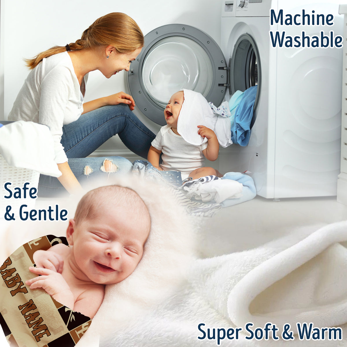 Personalized Baby Blanket for Baby - Western Cowboy Style, 3 Sizes Fleece Blankets for Infant Newborn Son