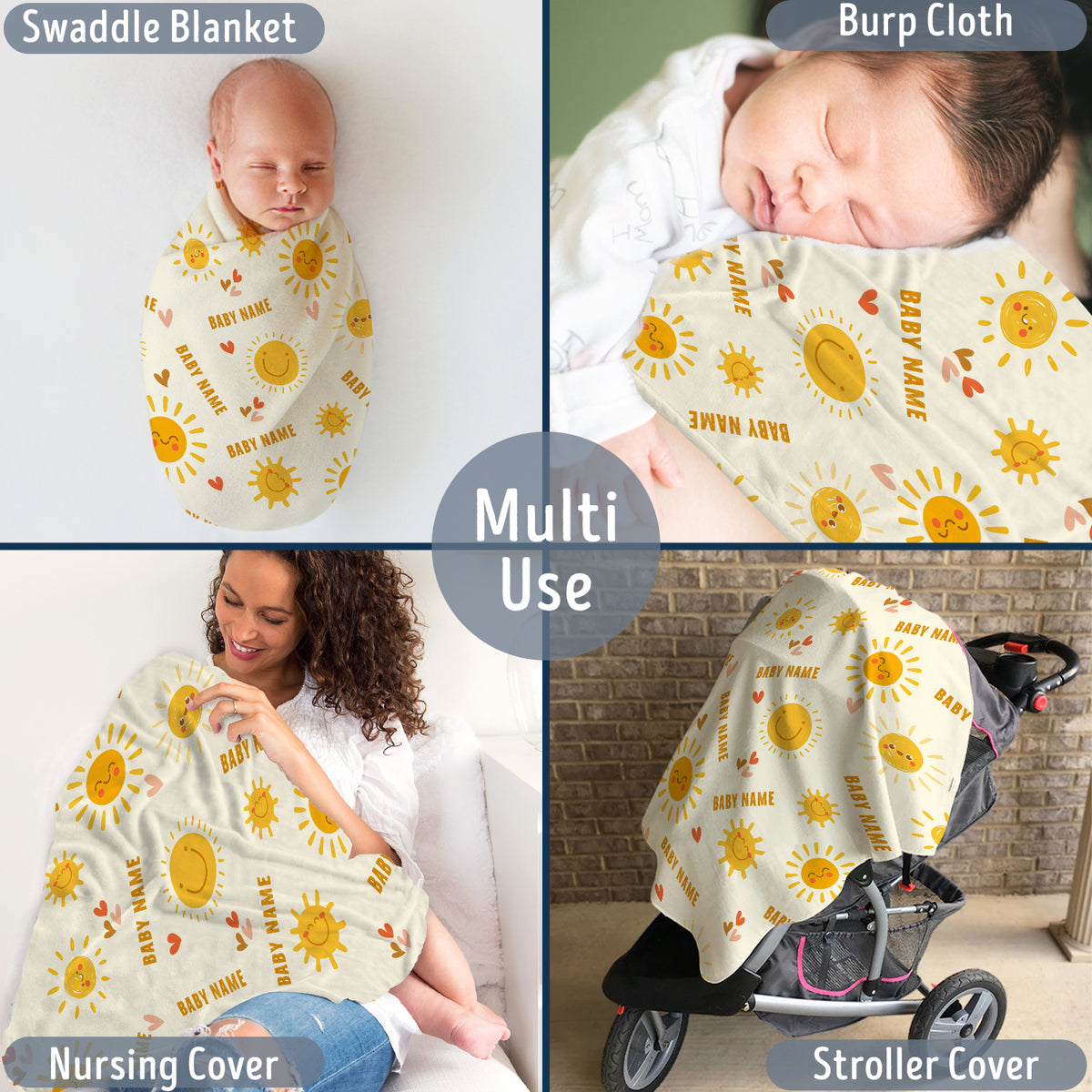 Personalized Baby Blanket for Girls - Custom Swaddle With Name for Newborn Infant Daughter or Granddaughter - 3 Sizes Plush