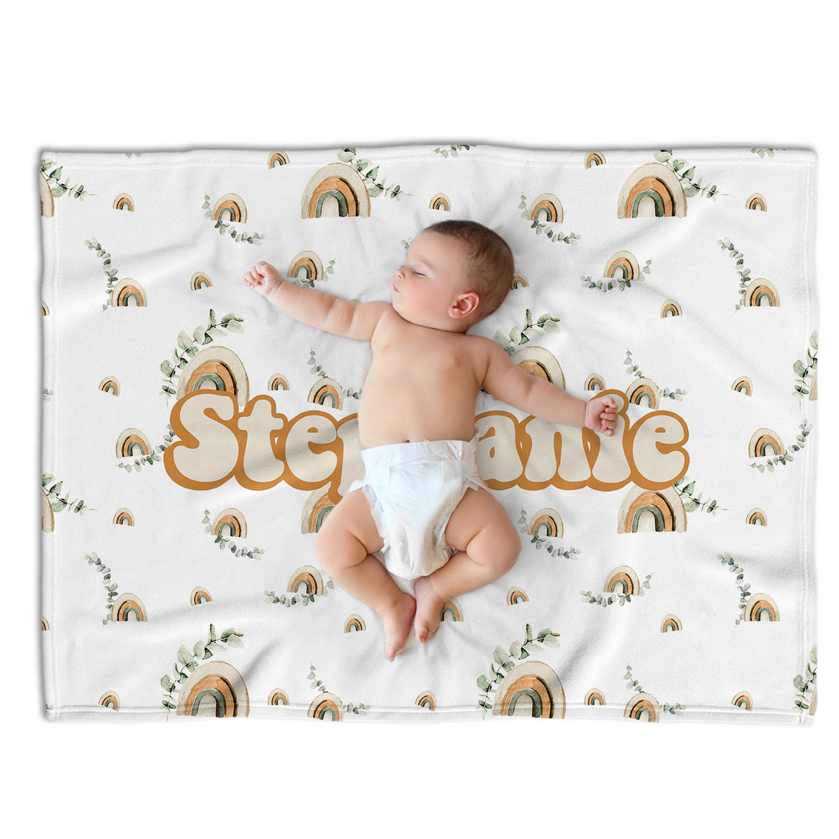 Personalized Baby Blankets, Baby Girl Swaddle Blanket, Custom Baby Rainbow Blanket Vintage, Plush Blankets for Newborn Infant Daughter Granddaughter Toddlers Kids