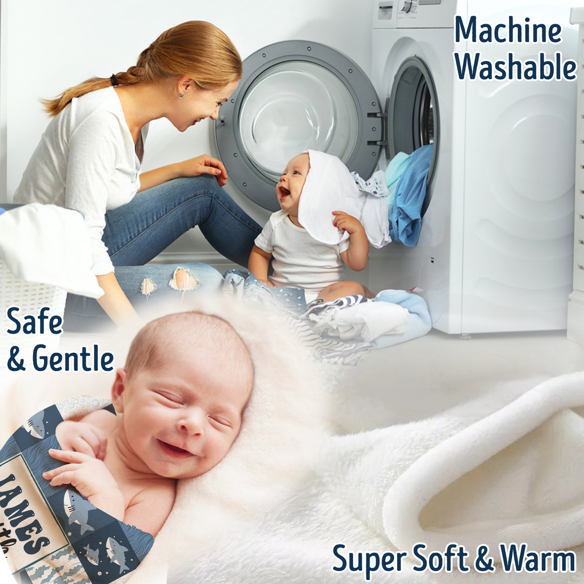Personalized Baby Blankets, Baby Swaddle Blanket, 3 Sizes Plush Blankets for Baby Boy Son Newborn Infant Toddlers Kids