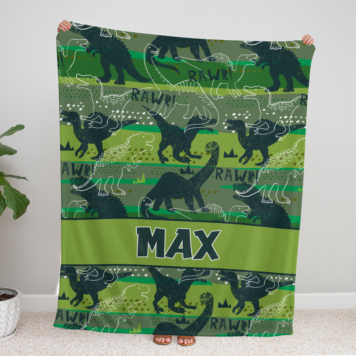 Personalized Baby Blankets, Custom Baby Dinosaur Blanket for Baby Boy Girl, 3 Sizes Plush Blankets for Infant Newborn Kid Son Daughter