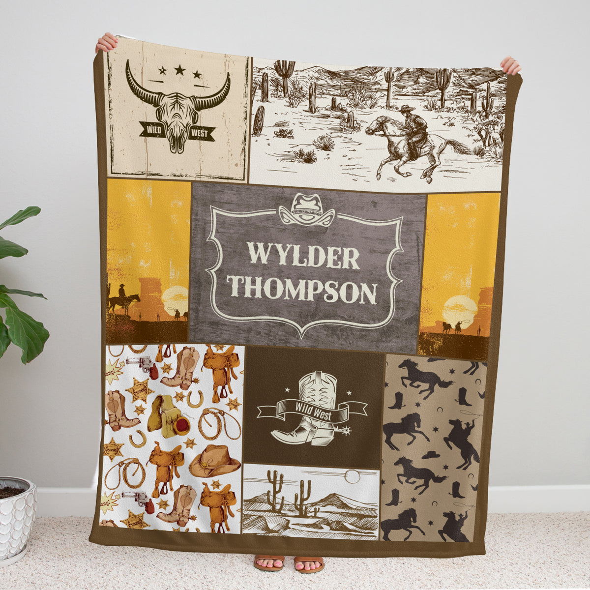 Personalized Baby Blankets For Baby, Cowboy Baby Stuff, Western Blanket for Baby Girls, Custom Name Western Nursery Decorations