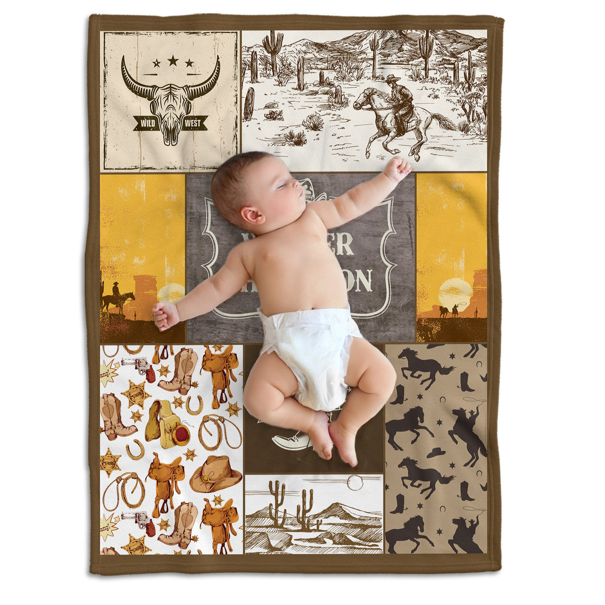 Personalized Baby Blankets For Baby, Cowboy Baby Stuff, Western Blanket for Baby Girls, Custom Name Western Nursery Decorations