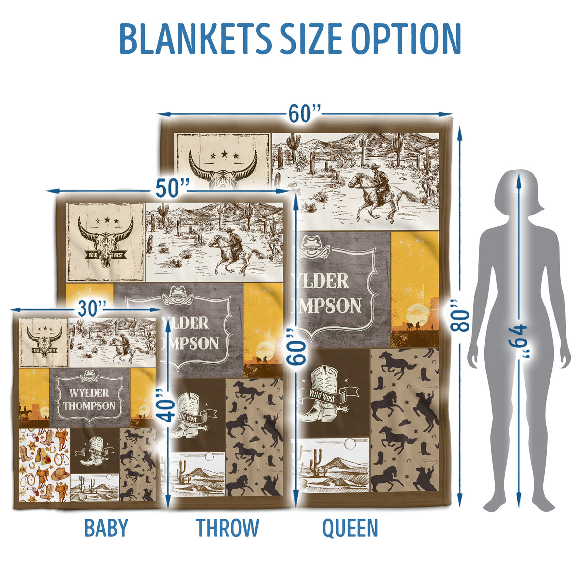 Personalized Baby Blankets For Baby, Cowboy Baby Stuff, Western Blanket for Baby Girls, Custom Name Western Nursery Decorations