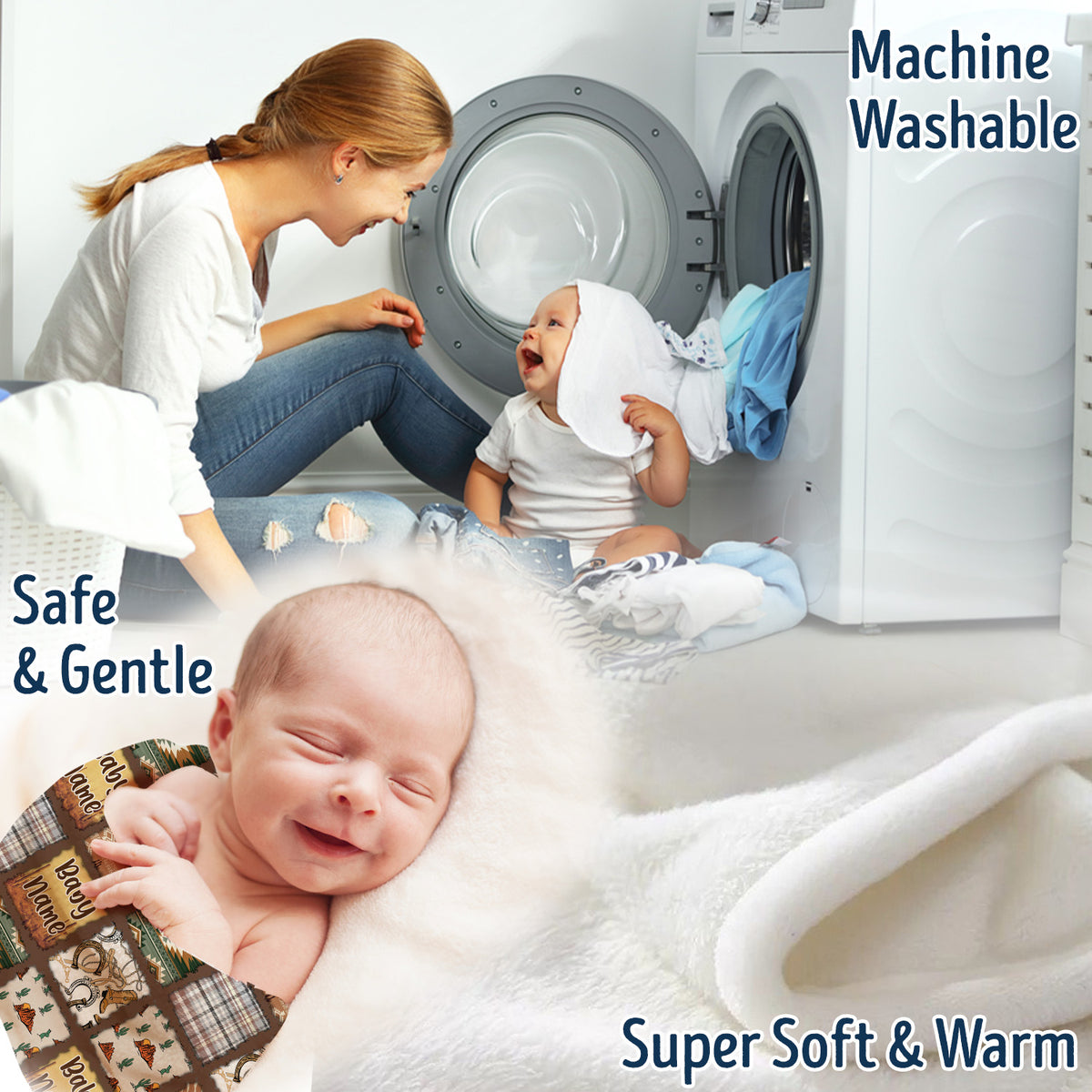 Personalized Baby Blankets For Baby, Cowboy Blanket for Baby, Western Nursery Decorations, Crib Stroller Blankets