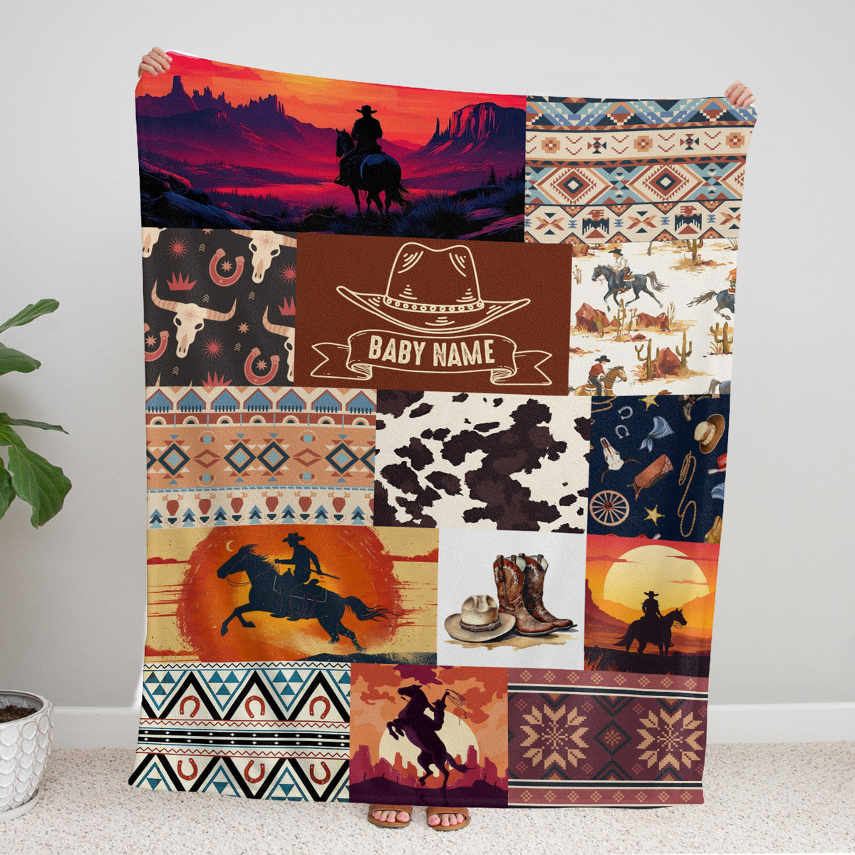 Personalized Baby Blankets For Boys And Girl, Fleece Blanket For Baby, Western Nursery Decorations, For Family Friends