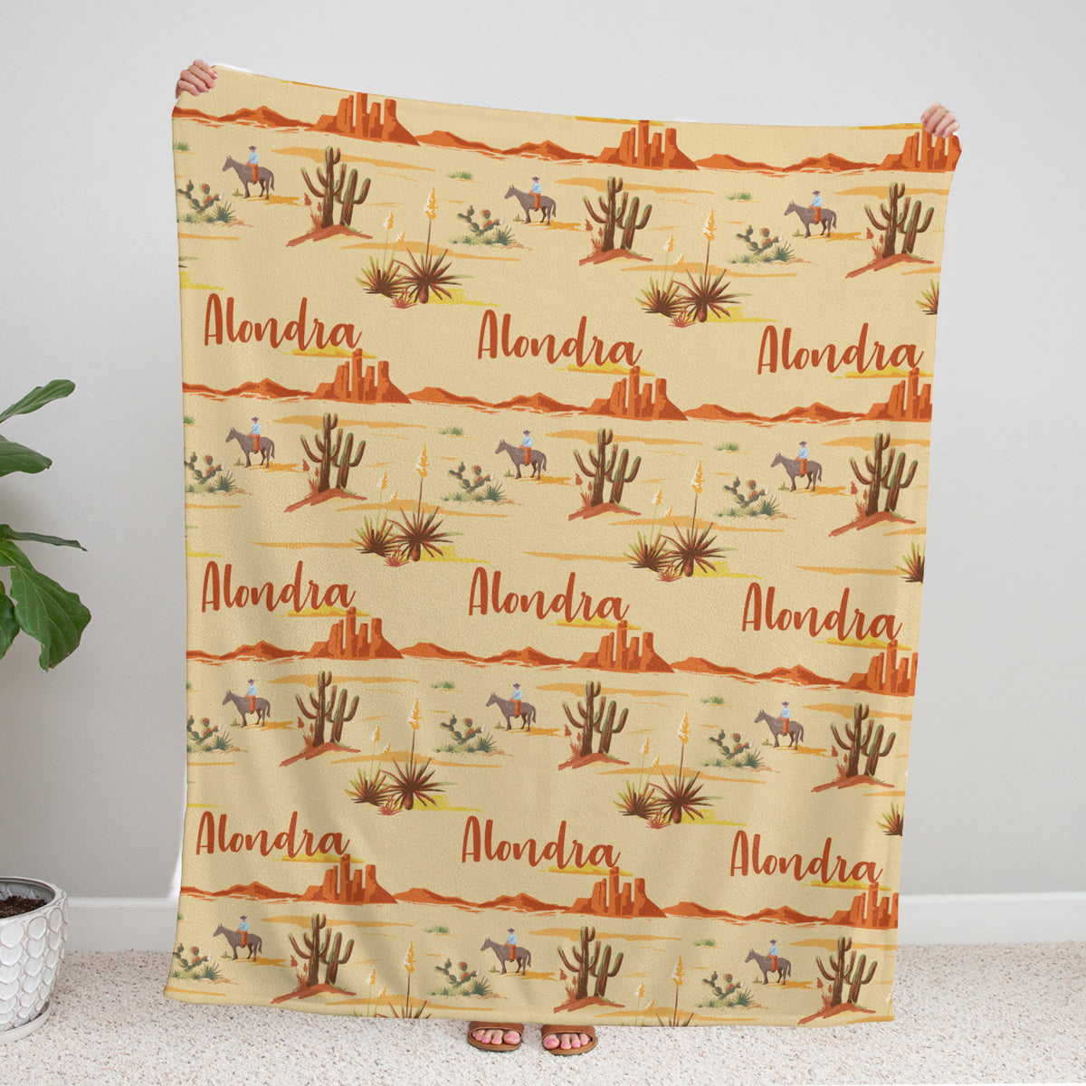 Personalized Baby Blankets For Boys, Cowboy Baby, Custom Name Western Nursery Decorations, Crib Stroller Blankets for Toddlers Newborn