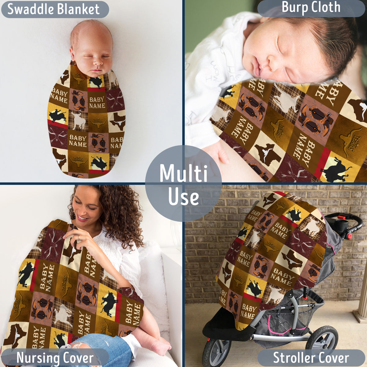 Personalized Baby Blankets For Boys, Cowboy Baby Stuff, Western Blanket For Baby Girls, Crib Stroller Blankets For Toddlers Newborn