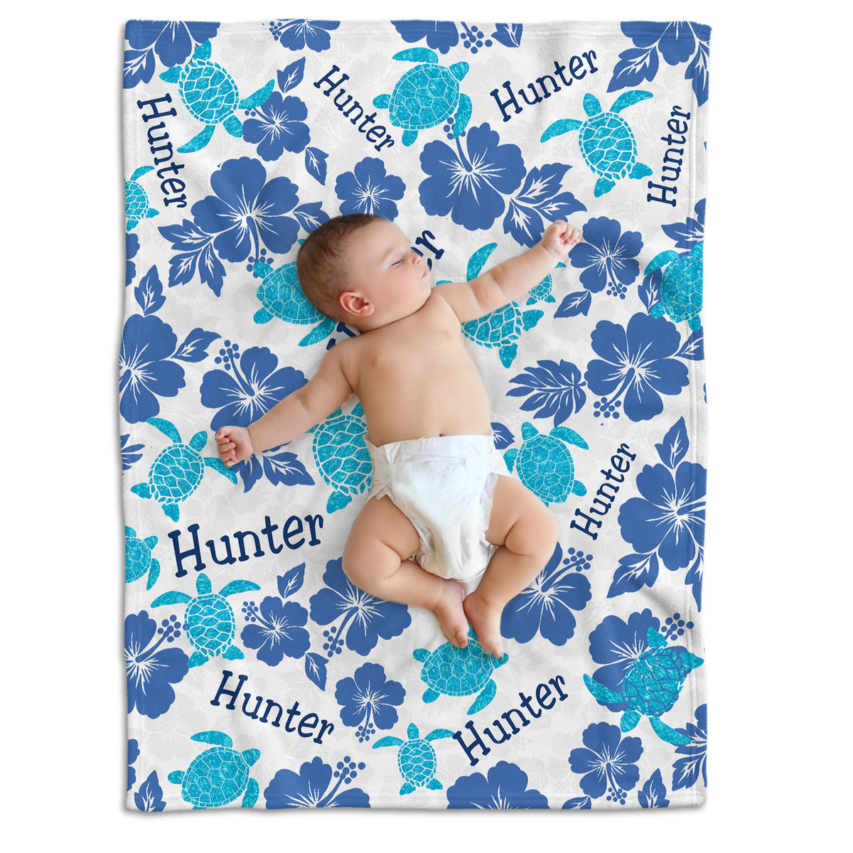 Personalized Baby Blankets Turtle, Flowers Baby Blankets for Girls, Baby Blanket Name for Boys, Sea Turtle Swaddle Blanket, 3 Sizes Plush Blankets
