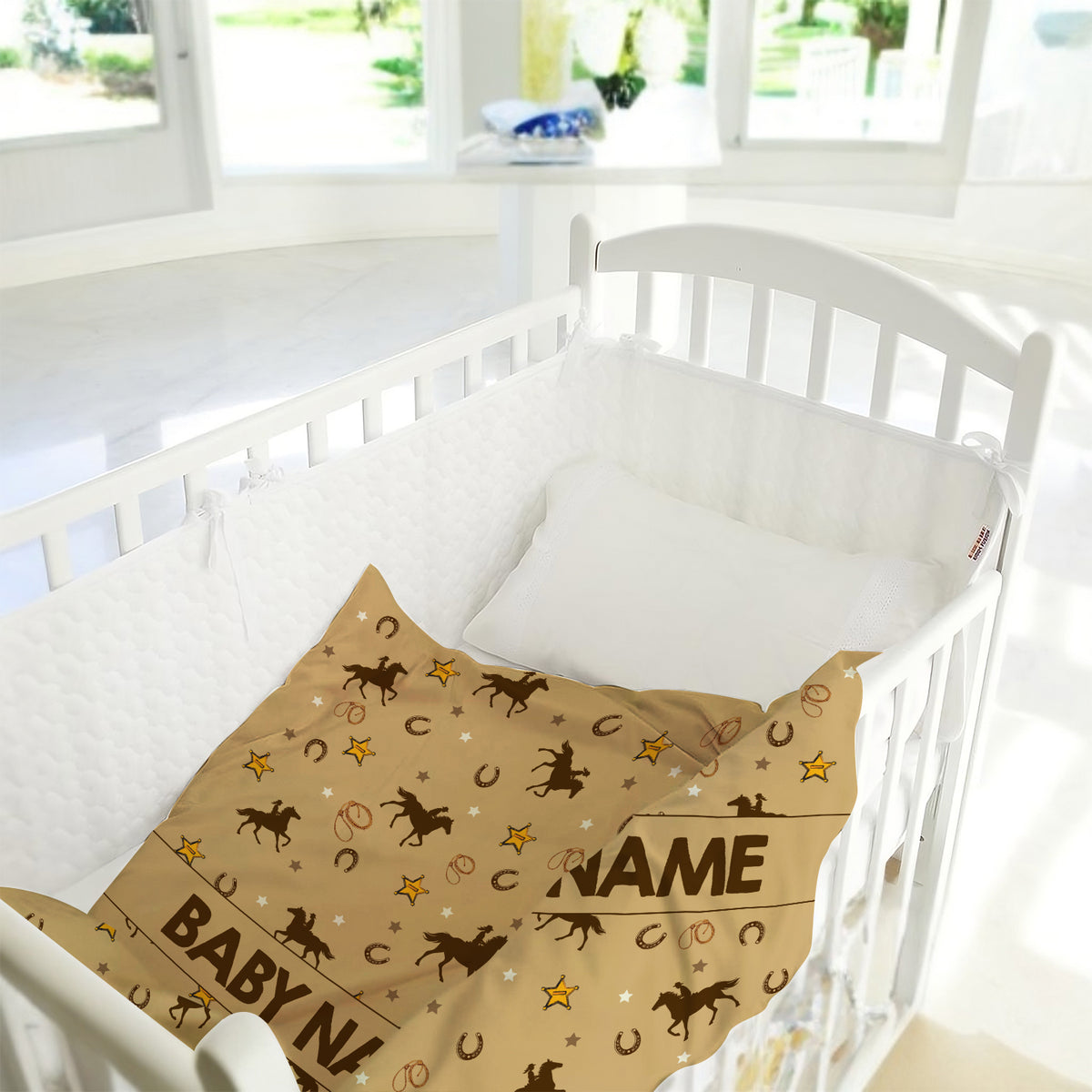 Personalized Baby Blankets, Western Blanket for Baby Girls And Boys, Crib Stroller Blankets for Toddlers Newborn