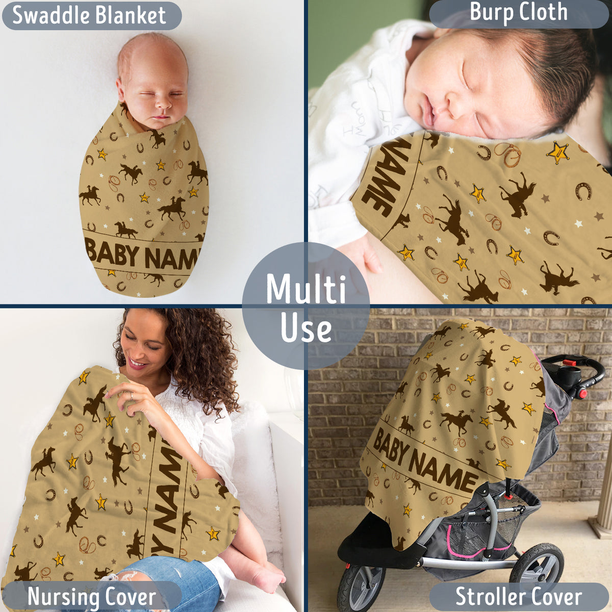 Personalized Baby Blankets, Western Blanket for Baby Girls And Boys, Crib Stroller Blankets for Toddlers Newborn