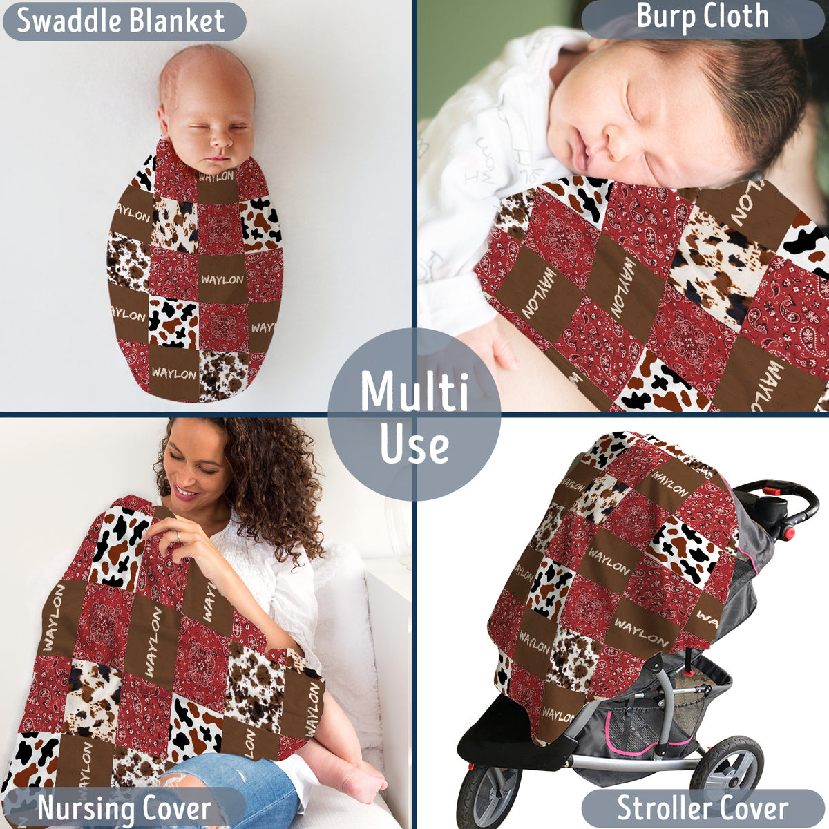 Personalized Baby Blankets - Western & Cowboy Themed, Custom Name Fleece Blankets for Newborns & Infants