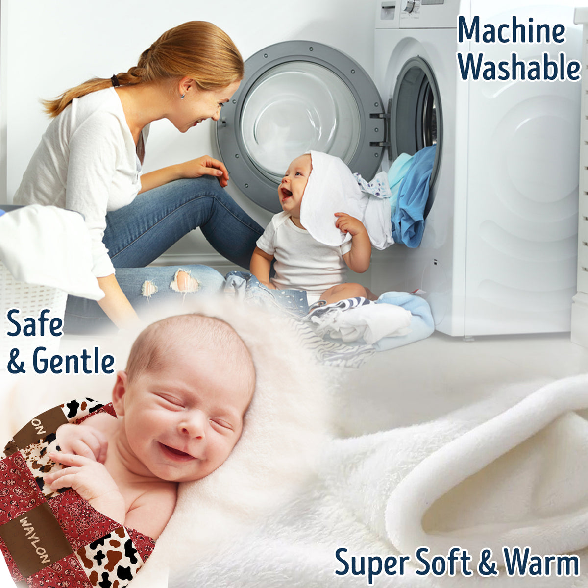 Personalized Baby Blankets - Western & Cowboy Themed, Custom Name Fleece Blankets for Newborns & Infants