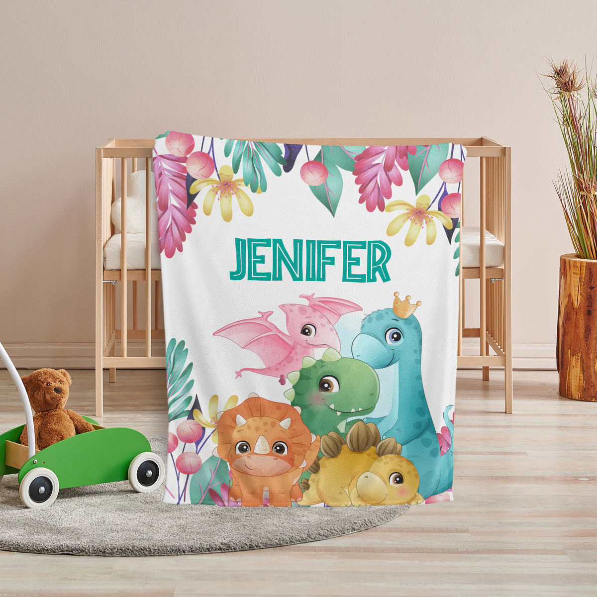 Personalized Baby Blankets for Baby, Baby Dinosaur Blanket, 3 Sizes Plush Blankets for Infant Newborn Kids Toddler