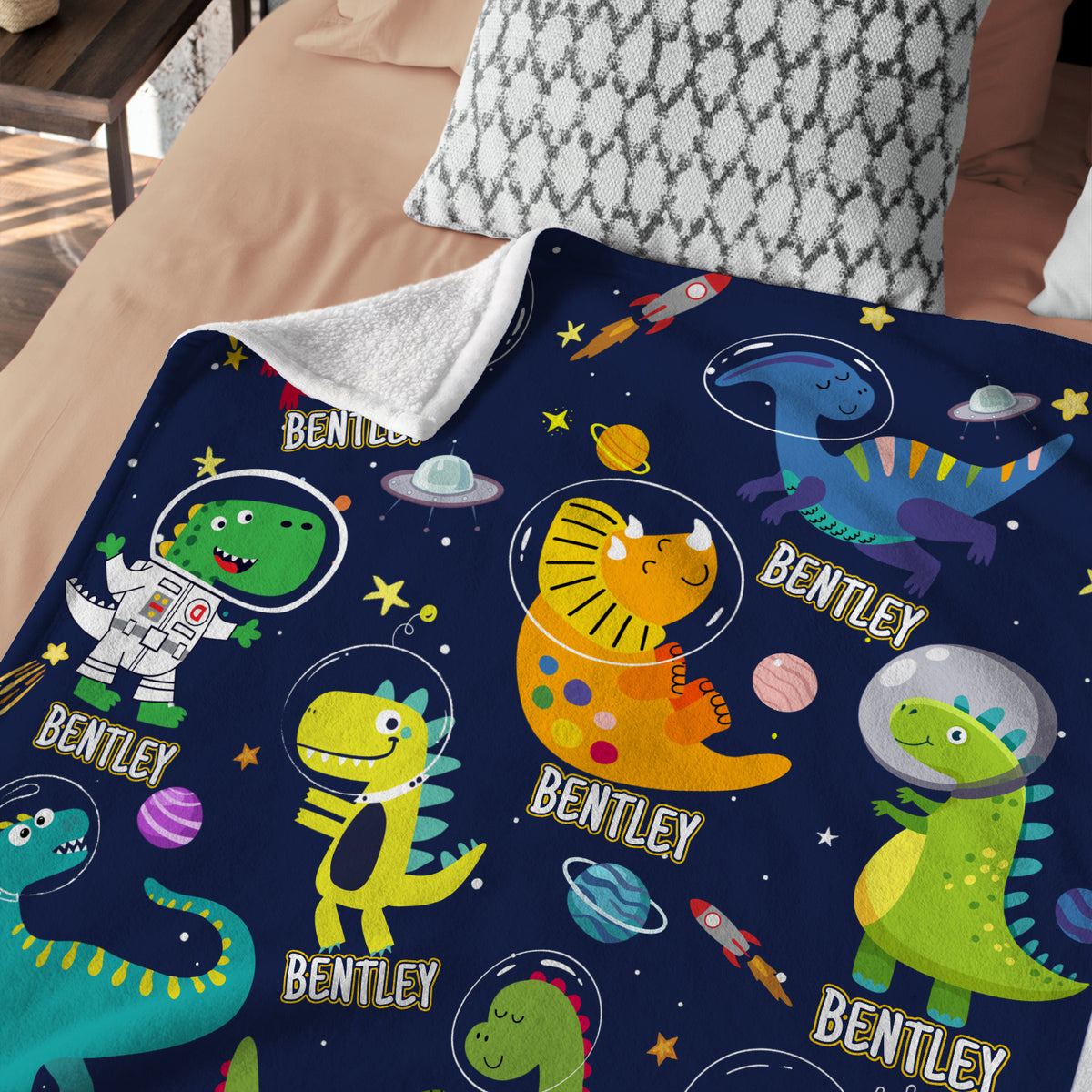 Personalized Baby Blankets for Baby, Baby Dinosaur Blanket for Baby Boy Girl, Custom Baby Blankets Name, 3 Sizes Plush Blankets for Infant Newborn