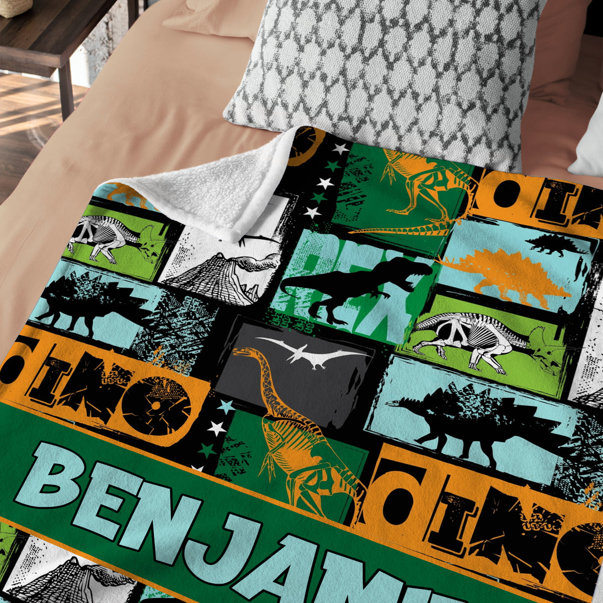 Personalized Baby Blankets for Baby, Dinosaur Baby Blankets, 3 Sizes Plush Blankets for Infant Newborn Kids Toddler, Gift For Baby