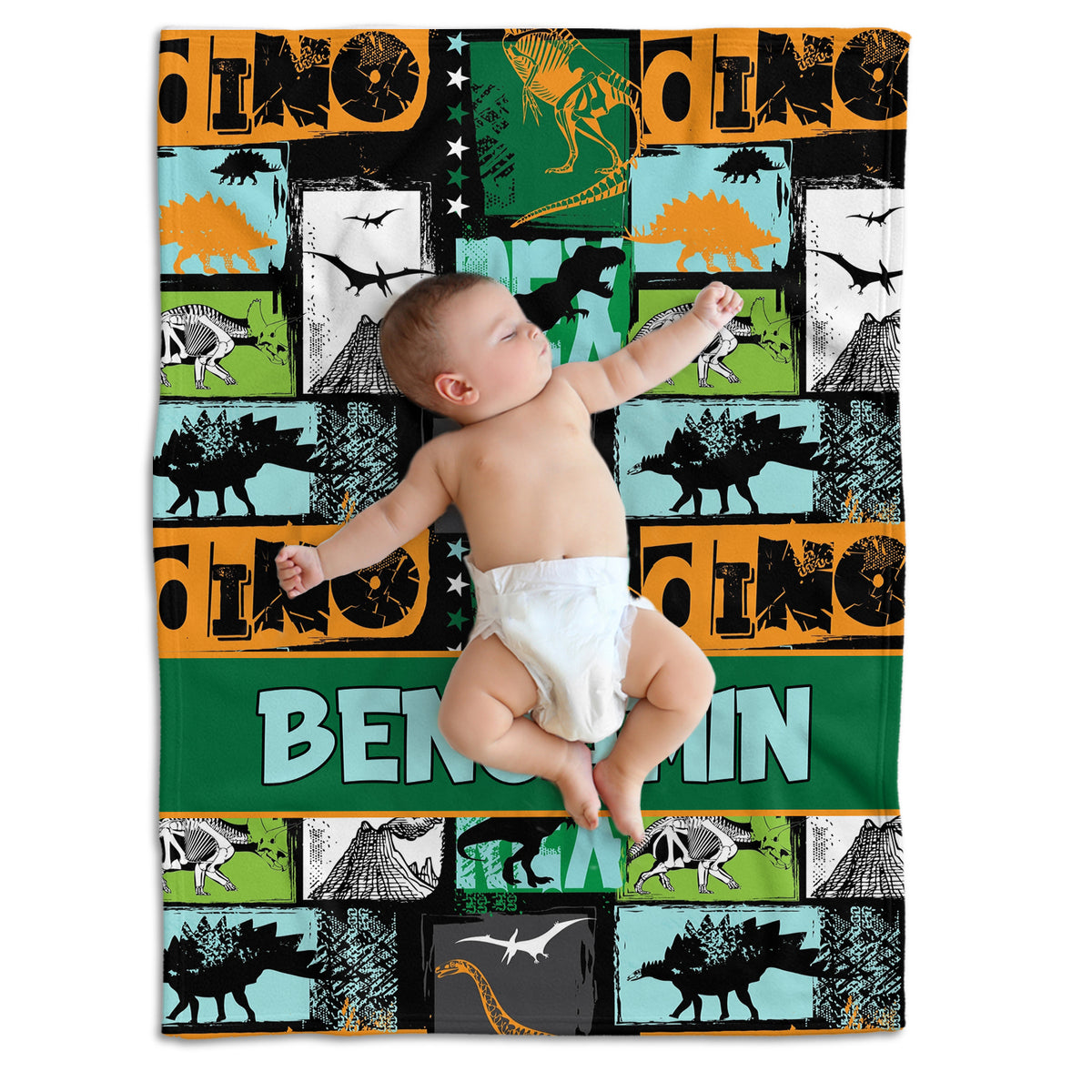 Personalized Baby Blankets for Baby, Dinosaur Baby Blankets, 3 Sizes Plush Blankets for Infant Newborn Kids Toddler, Gift For Baby