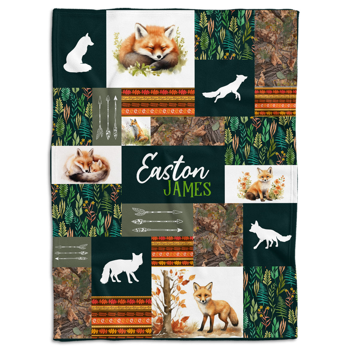 Personalized Baby Blankets for Baby, Woodland Baby Blanket, Baby Woodland Blanket for Toddler Baby Nursery Bed Blankets Stroller Crib Shower Gifts (Blanket Fox)