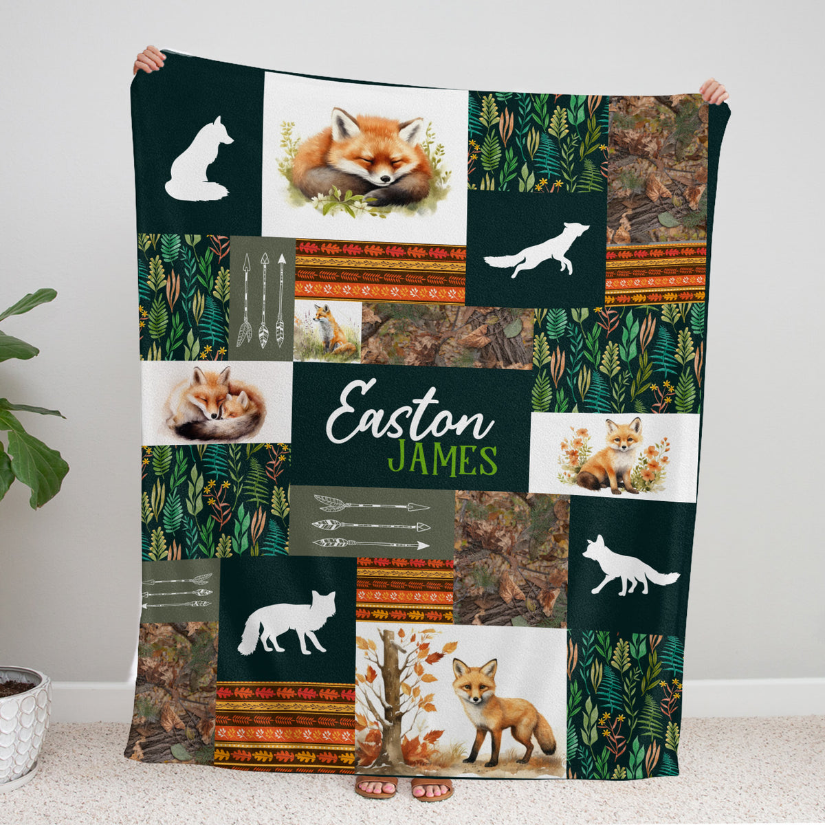Personalized Baby Blankets for Baby, Woodland Baby Blanket, Baby Woodland Blanket for Toddler Baby Nursery Bed Blankets Stroller Crib Shower Gifts (Blanket Fox)