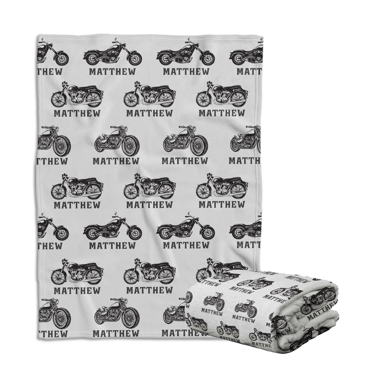 Personalized Baby Blankets for Boys, Baby Motorcycle Blanket, Motorcycling Swaddle Blanket, Black Plush Blankets for Baby Girl Son Toddlers Kids