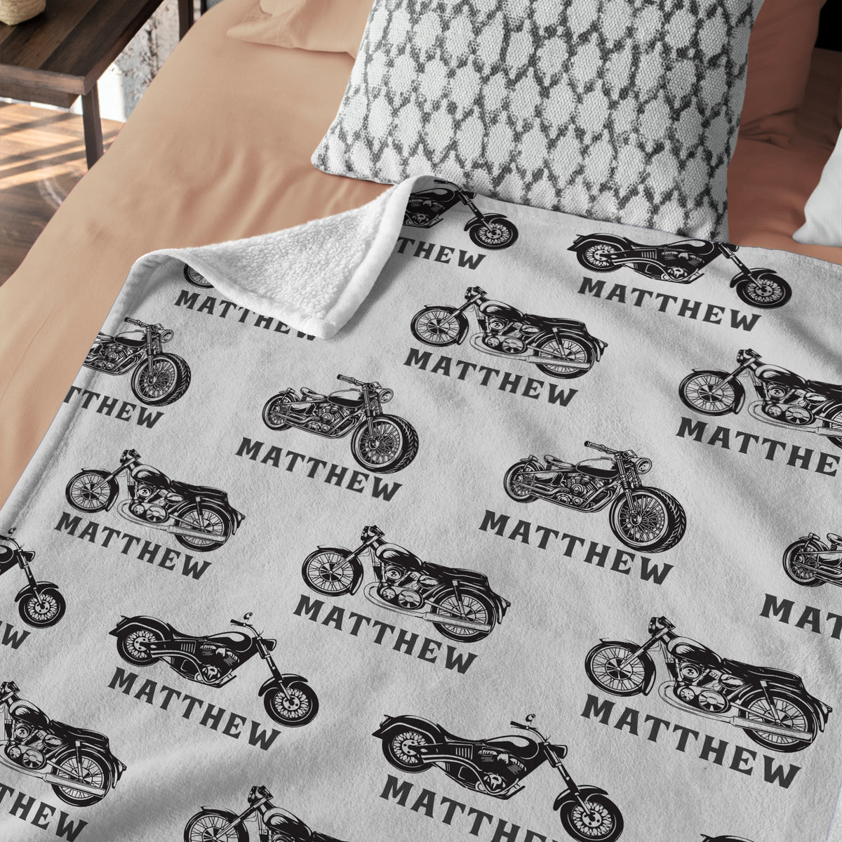 Personalized Baby Blankets for Boys, Baby Motorcycle Blanket, Motorcycling Swaddle Blanket, Black Plush Blankets for Baby Girl Son Toddlers Kids