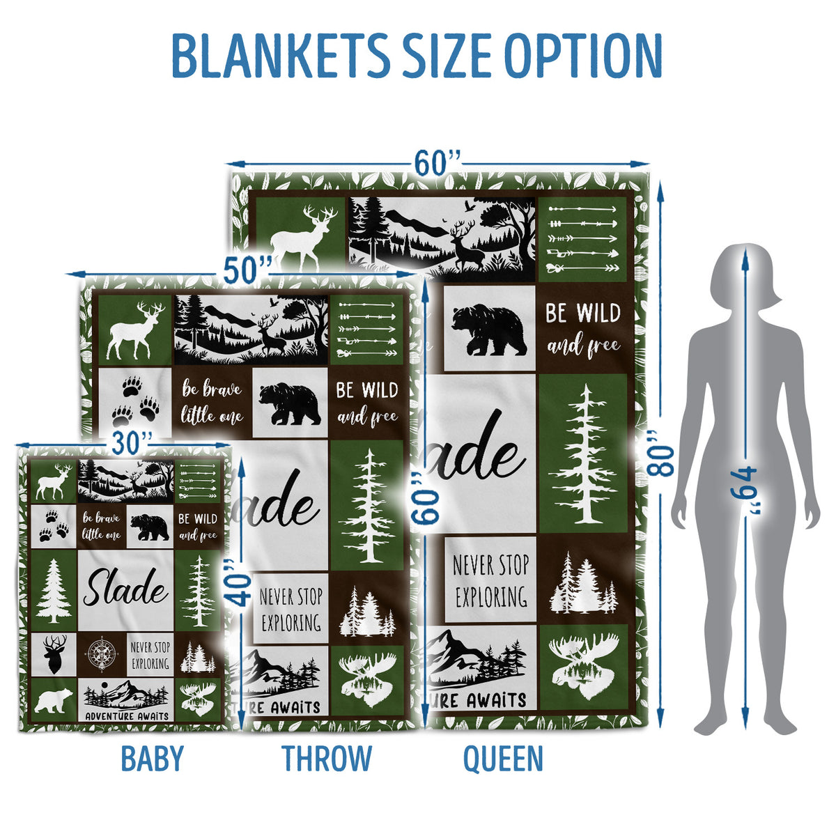 Personalized Baby Blankets for Boys, Baby Woodland Blanket for Toddler Baby Nursery Bed Blankets Stroller Crib Shower Gifts