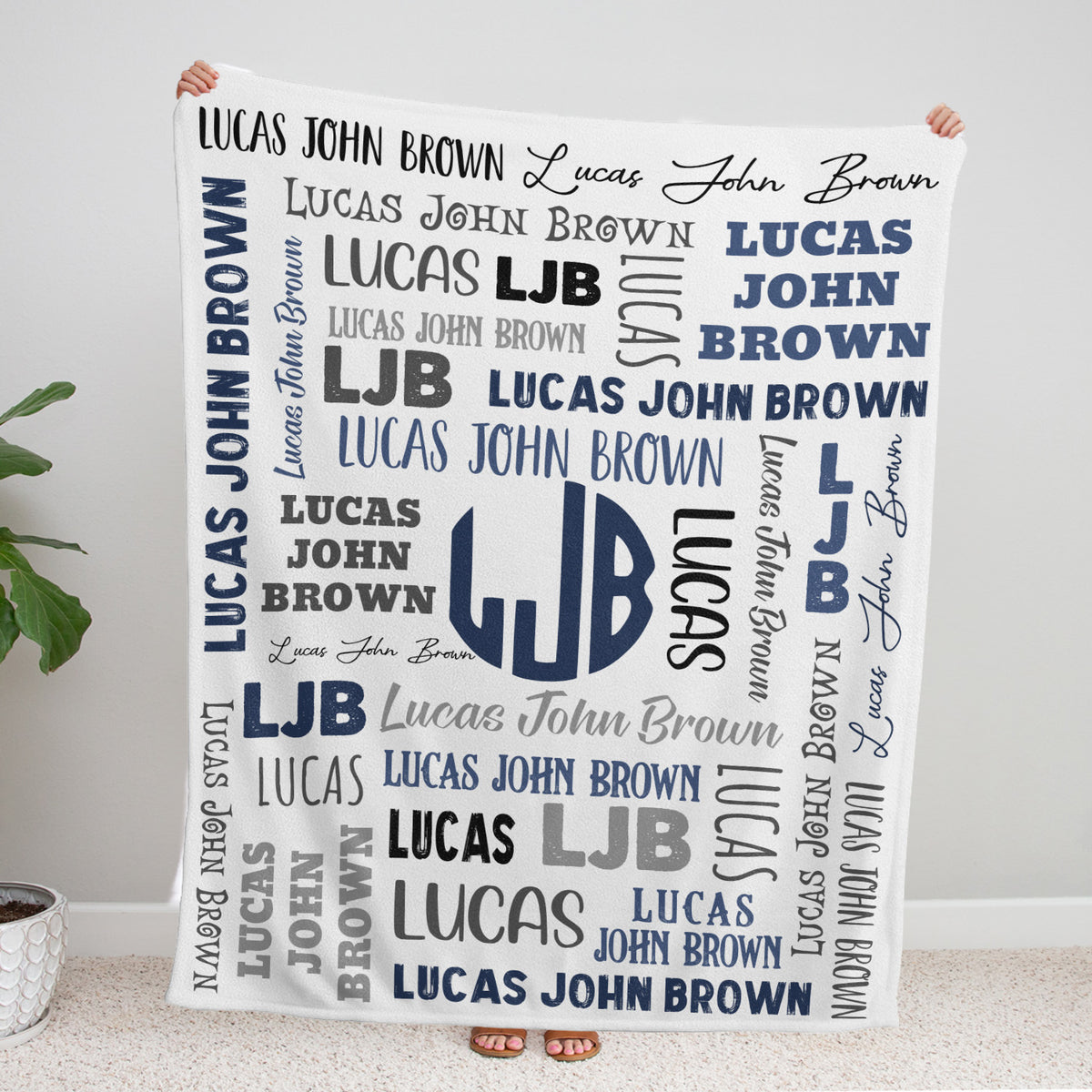 Personalized Baby Blankets for Boys, Blue Baby Blanket Monogrammed, Custom Baby Blankets With Name, Swaddle Blanket, Plush Blankets for Son Grandson Newborn Toddlers