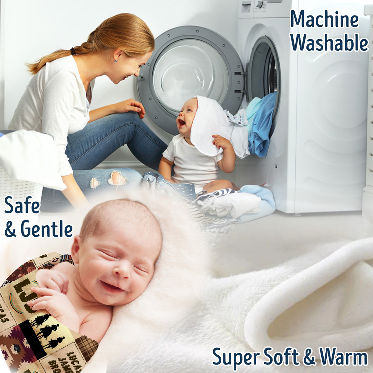 Personalized Baby Blankets for Boys Girls, Baby Boy Stuff, Custom Baby Blankets Name Fleece Blankets for Infant Newborn Son Daughter