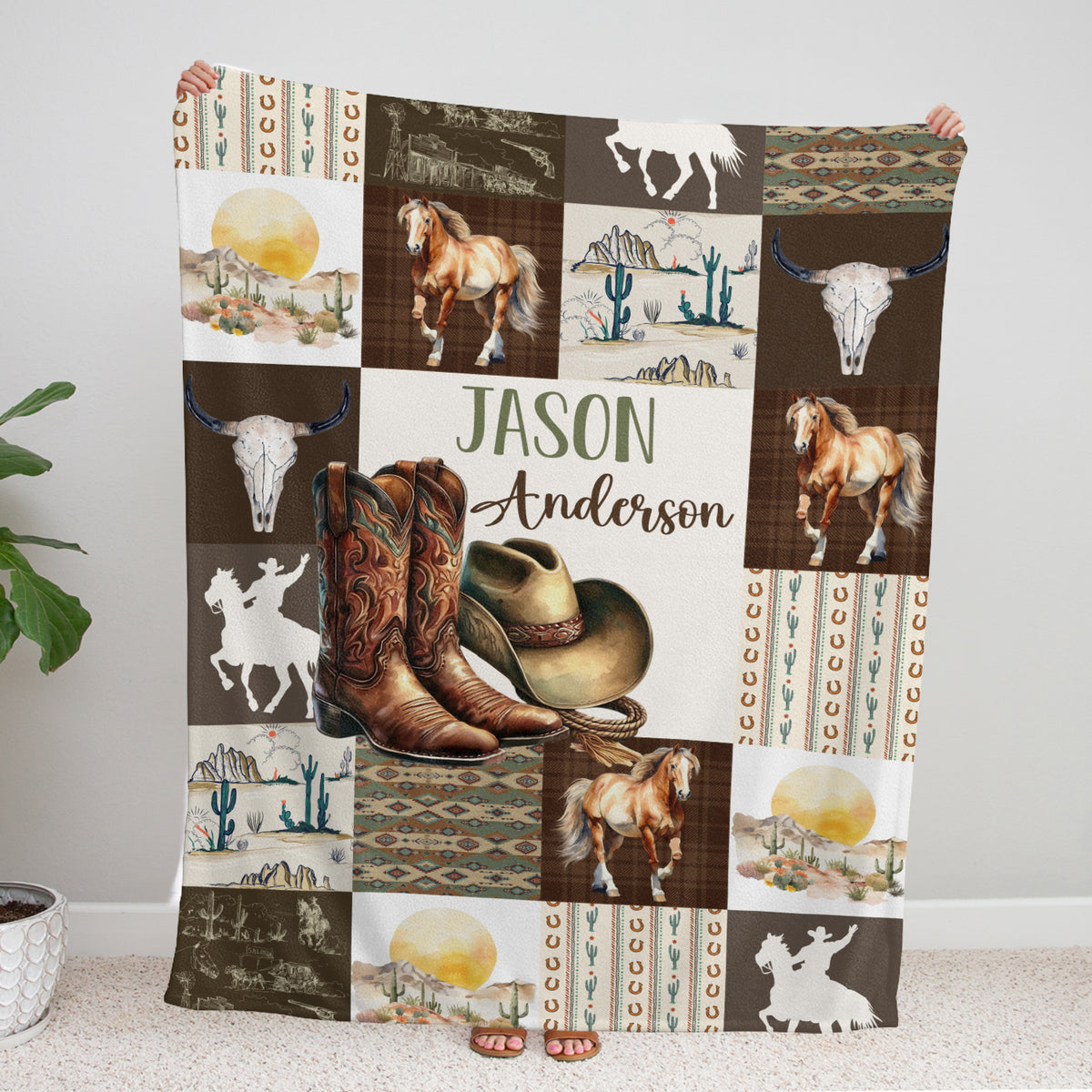 Personalized Baby Blankets for Boys Girls, Baby Western Blanket for Girl, Western Nursery Decorations, Gift for Family Friends, Kids