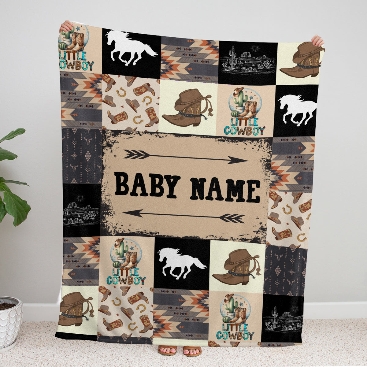 Personalized Baby Blankets for Boys Girls, Western Nursery Decorations, For Family Friends