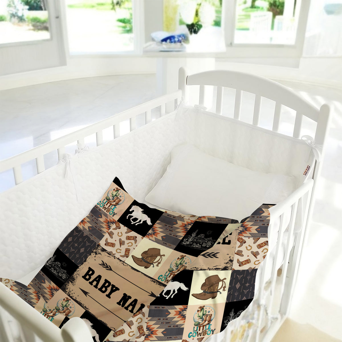 Personalized Baby Blankets for Boys Girls, Western Nursery Decorations, For Family Friends