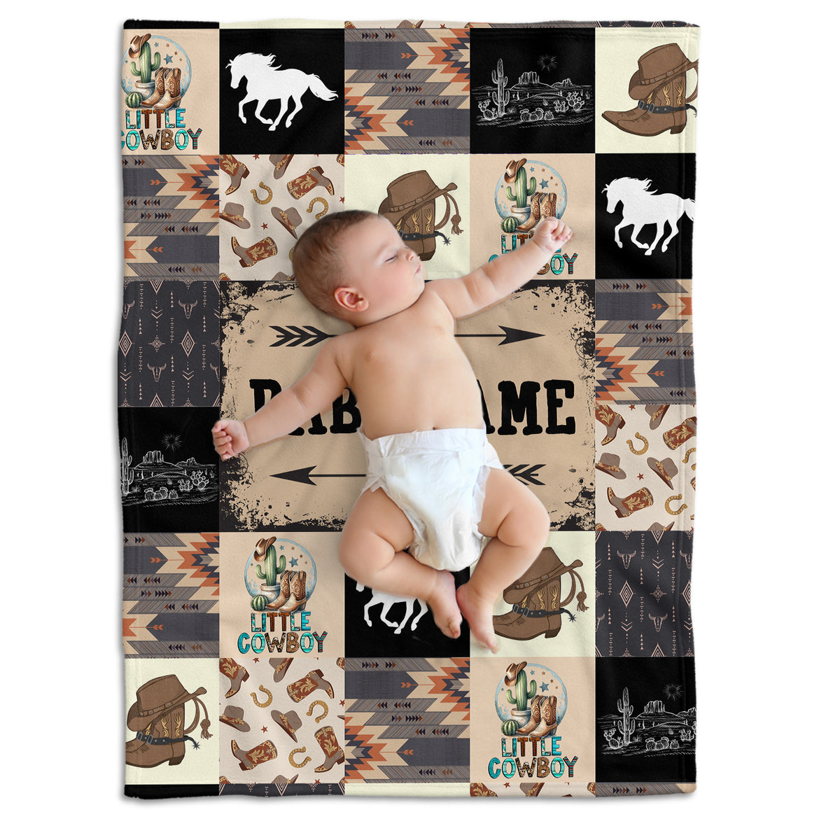 Personalized Baby Blankets for Boys Girls, Western Nursery Decorations, For Family Friends