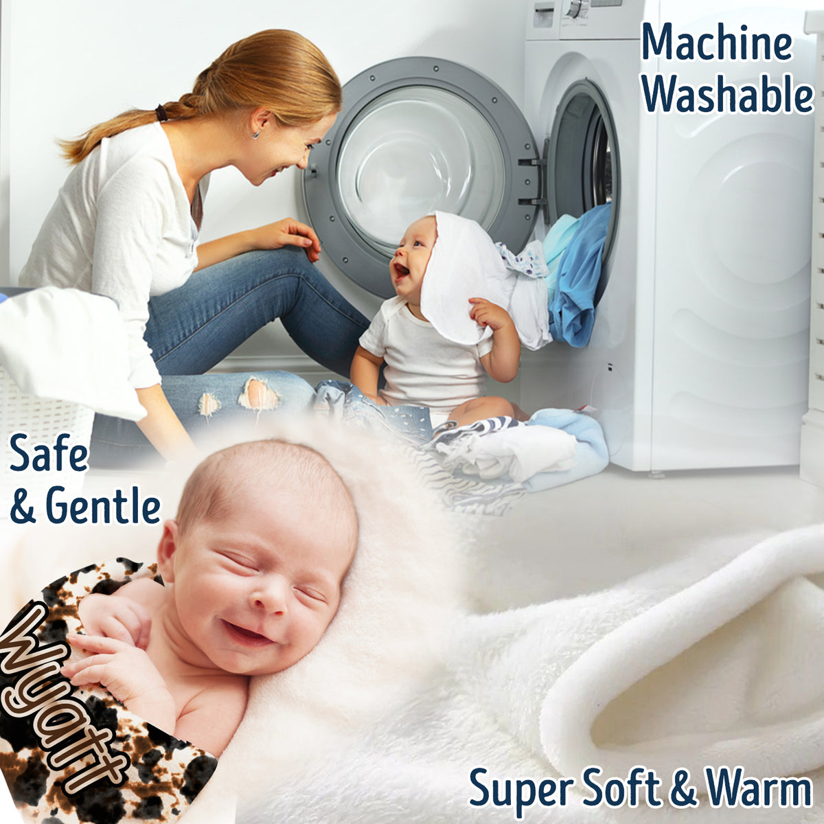 Personalized Baby Blankets for Girls Boys, Baby Boy Stuff, Custom Baby Blankets Name Fleece Blankets for Newborn Infant