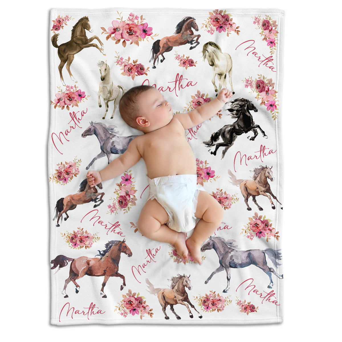 Personalized Baby Blankets for Girls - Custom Swaddle Blankets with Flowers for Newborn Infant Daughter or Granddaughter