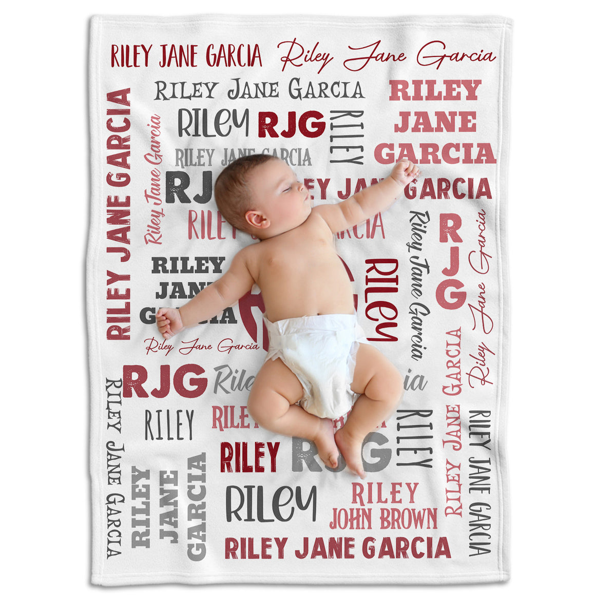Personalized Baby Blankets for Girls, Red Baby Blanket Monogrammed, Swaddle Blanket, Plush Blankets for Daughter Newborn Toddlers