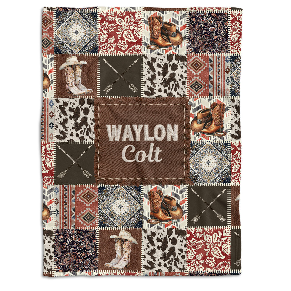Personalized Baby Cowboy Blanket for Baby, Custom Name Western Nursery Decorations, Crib Stroller Blankets for Toddlers Newborn